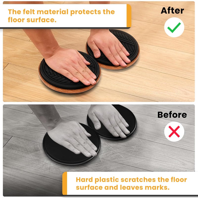 MUYOS Exercise Core Sliders for Hardwood Floors - Sliders for Working Out  Sliding Discs for Exercise  Strength Training  and Home Gym Fitness Gliders (2 Pack  7 Inch) - Image 3